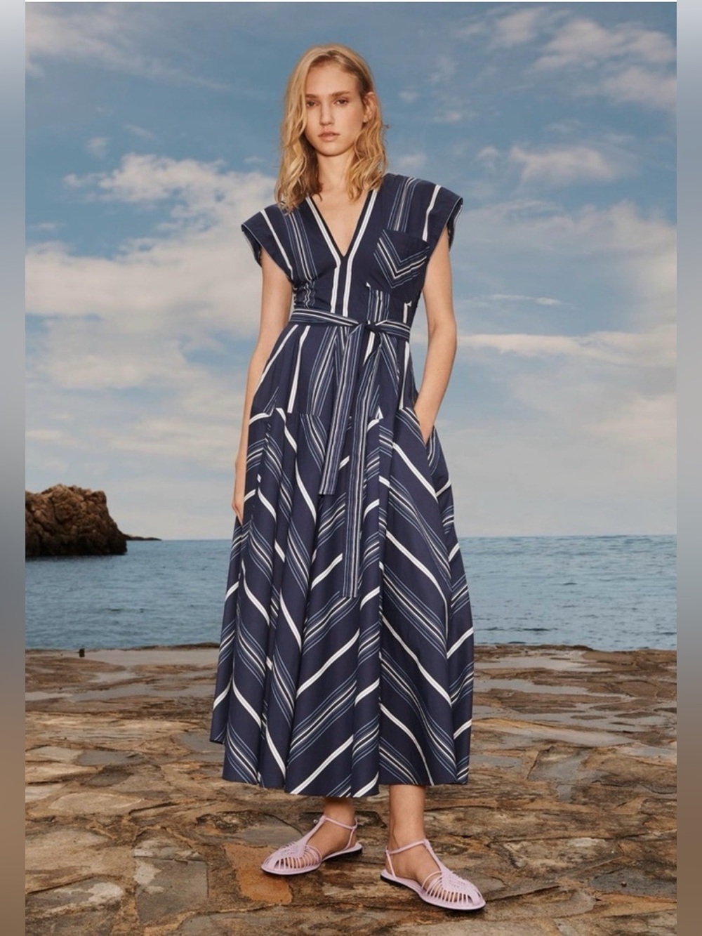 NWT Zara Studio Limited Edition Striped Godet Dress